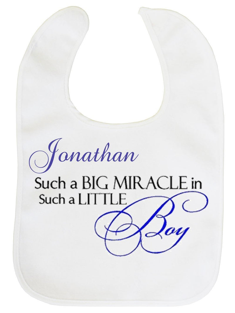 Personalised Baby Boy Bib - Little Miracle PureEssenceGreetings