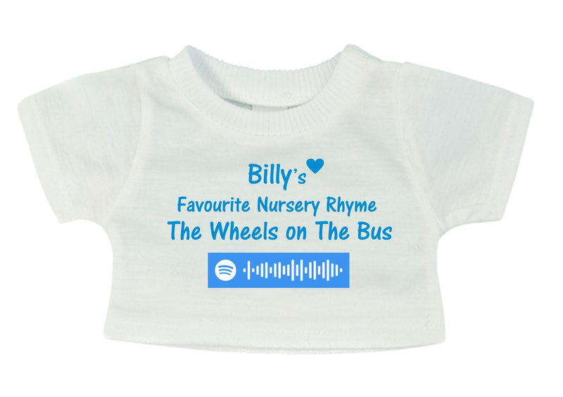 Personalised Children's Nursery Rhyme Teddy T-shirt with Spotify Code (optional) PureEssenceGreetings