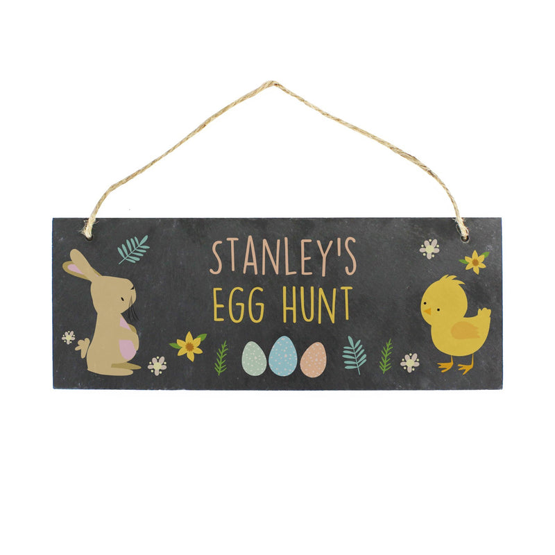 Personalised Easter Bunny & Chick Slate Door Plaque PureEssenceGreetings