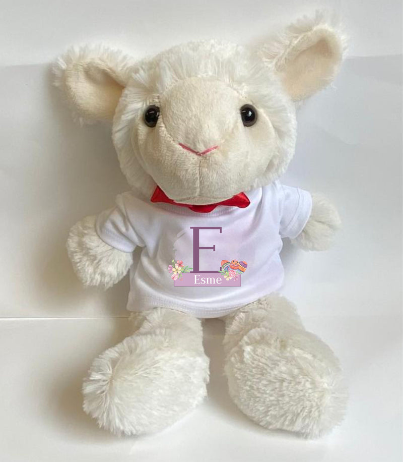 Personalised Easter Lamb Teddy Bear with T-shirt PureEssenceGreetings