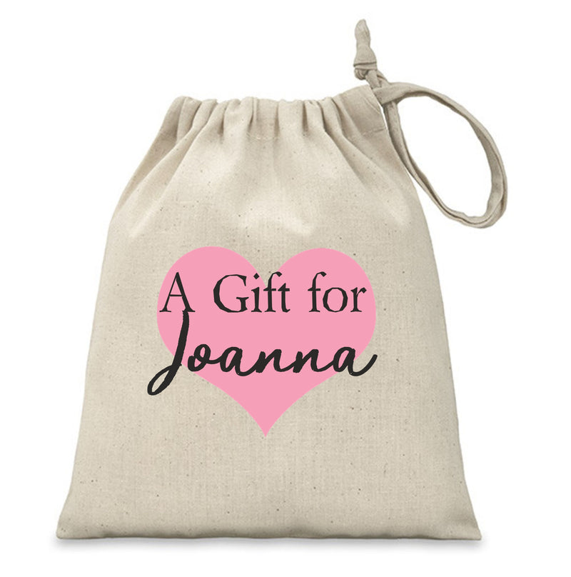 Personalised Gift Bag/Pouch | Pink Heart PureEssenceGreetings