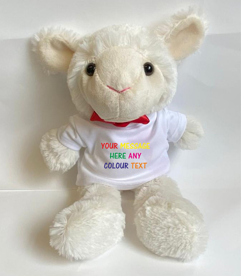 Personalised Lamb Teddy Bear with T-shirt PureEssenceGreetings