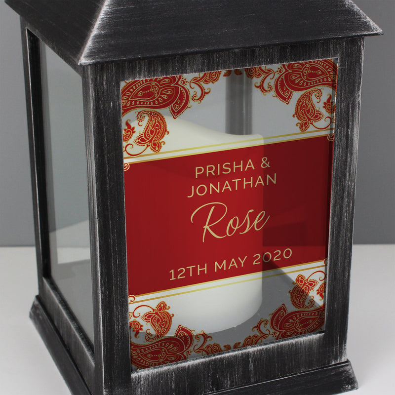 Personalised Paisley Wedding Rustic Black Lantern PureEssenceGreetings