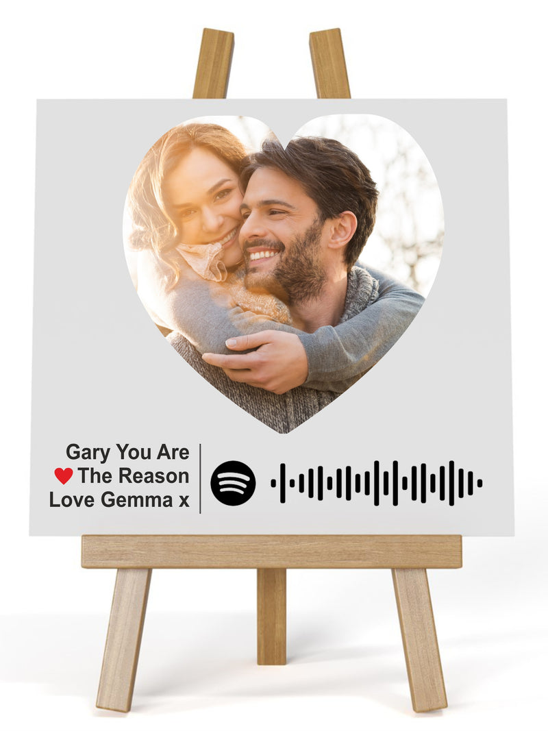 Personalised Photo Ceramic Plaque with Spotify Code PureEssenceGreetings