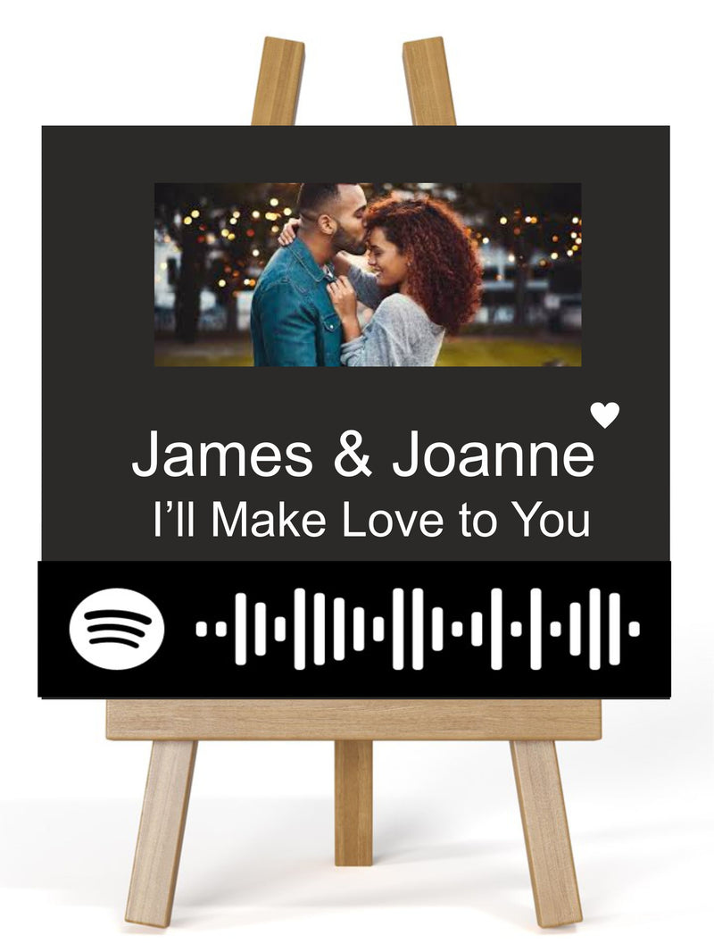 Personalised Photo Wood Plaque with Spotify Code PureEssenceGreetings