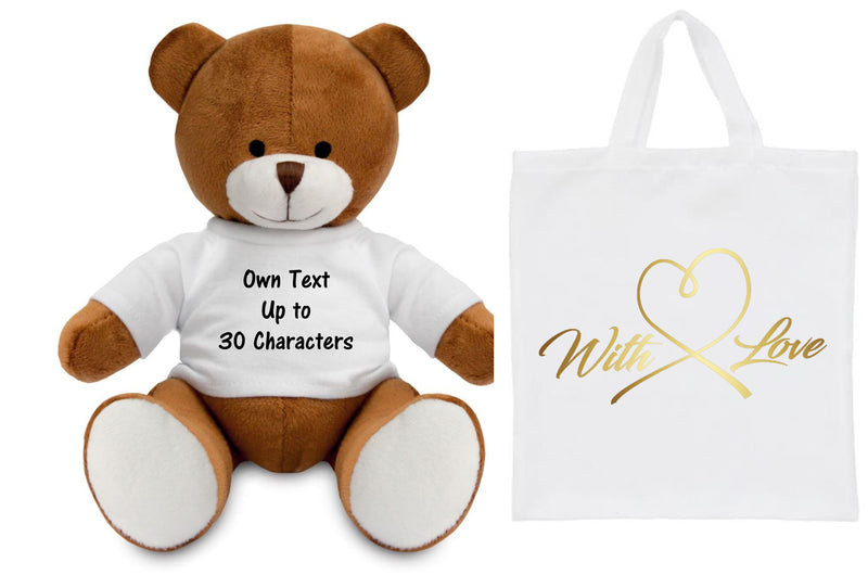 Personalised Teddy Bear in a Bag | Own Text PureEssenceGreetings