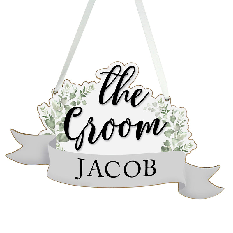Personalised The Groom Wooden Hanging Decoration PureEssenceGreetings