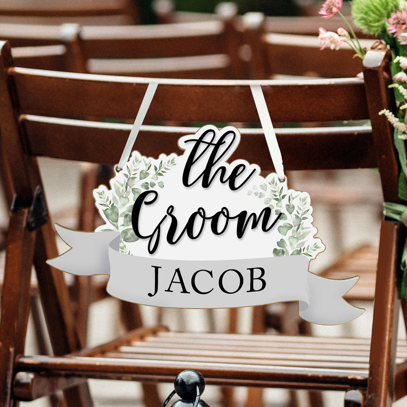 Personalised The Groom Wooden Hanging Decoration PureEssenceGreetings