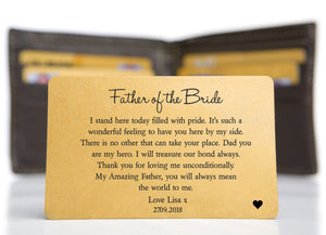 Personalised Wedding Wallet Card | Father of the Bride | Father of the Groom PureEssenceGreetings