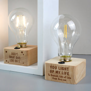 two pieces of "You Light Up My Life" Bulb Table Personalised LED Lamp | PEGGY