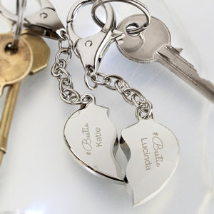 Silver Plated Joining Heart Keyrings PureEssenceGreetings
