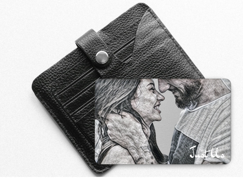 Sketch Design Personalised Photo Wallet Card | Aluminium PureEssenceGreetings