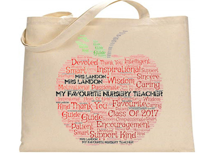 Personalised Word Art Nursery Teacher Bag
