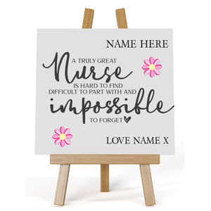 Impossible to Forget Personalised Plaque | Doctors | Nurses | Care Workers - PureEssenceGreetings 