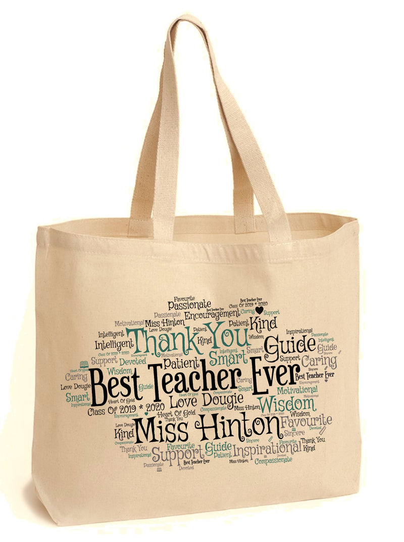 Personalised Word Art Teacher Bag PureEssenceGreetings