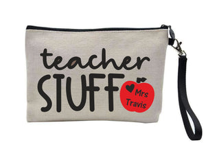 Teacher Personalised Linen Pencil Case | Make Up Pouch PureEssenceGreetings