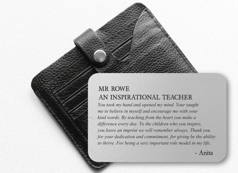 Teacher Wallet Card | Thank You PureEssenceGreetings