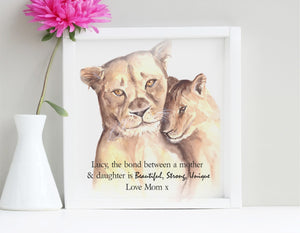 Personalised Mother & Daughter Frame Tiger Print - PureEssenceGreetings 