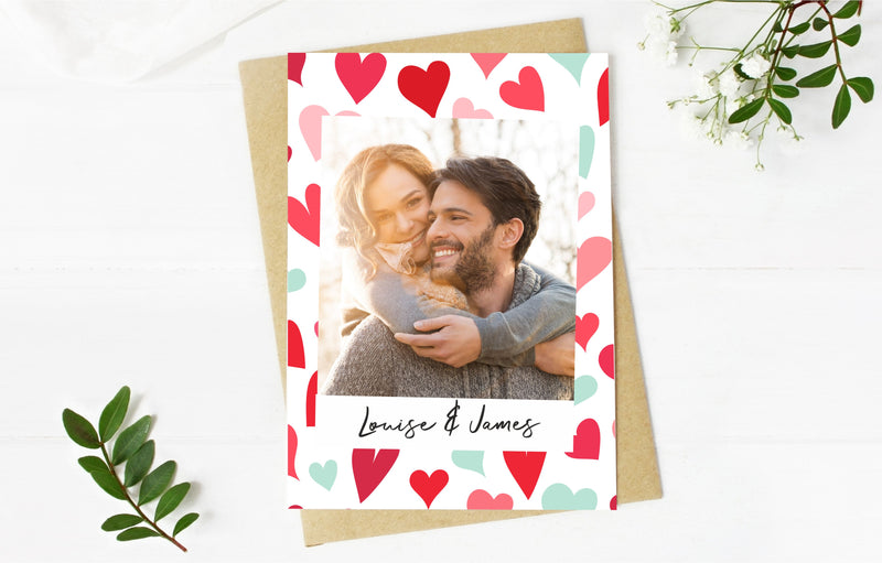 Personalised Heart Design Love Photo Card | A5 001 PureEssenceGreetings