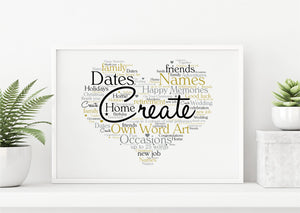 Personalised Word Art Heart DIGITAL DOWNLOAD Word Art Keepsake | Any Text | Any Colour PureEssenceGreetings