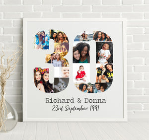 Wedding Anniversary Collage Large Personalised Framed Print | 15 Images |  30th 40th PureEssenceGreetings