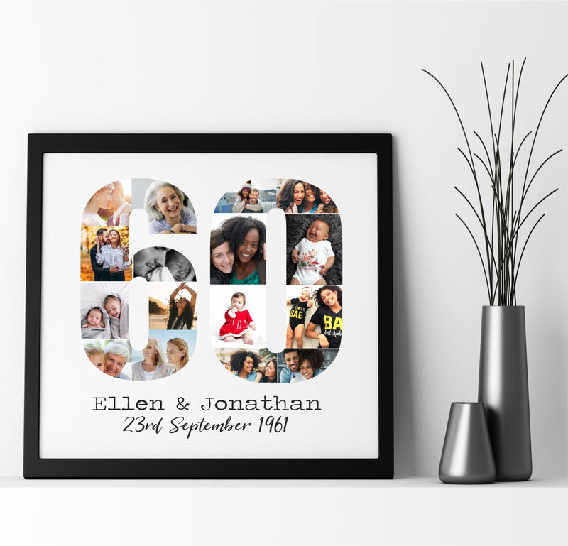 Wedding Anniversary Collage Large Personalised Framed Print | 16 Images | 50th 60th PureEssenceGreetings