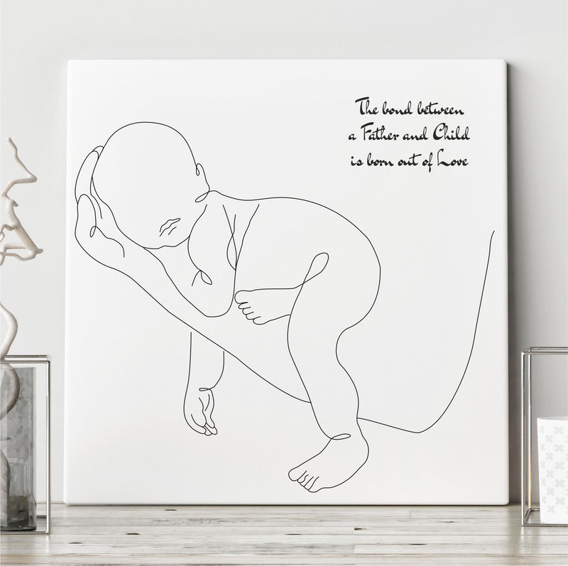 Minimalistic Father and Child One Line Drawing Personalised Ceramic Plaque PureEssenceGreetings