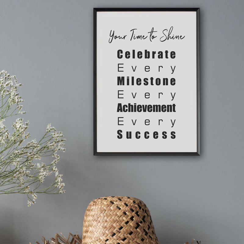 Time to Shine Quote Print | Motivational Wall Art | Framed | Unframed PureEssenceGreetings