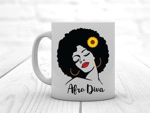 Afro Diva Personalised Mug - PureEssenceGreetings 