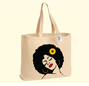 Custom Printed Tote Bag - Afro Diva PureEssenceGreetings 