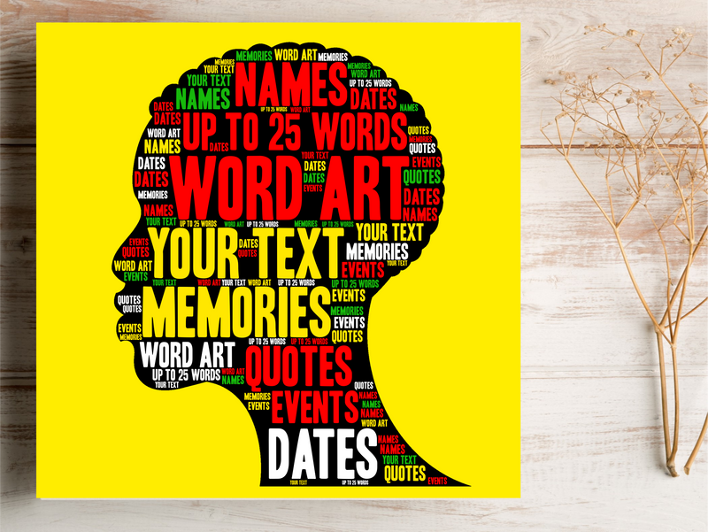 Afro Men Design Personalised Word Art Card