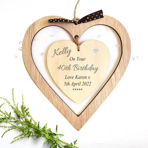 Birthday Personalised Wood Heart | Gift Tag | Plaque | Decoration PureEssenceGreetings 