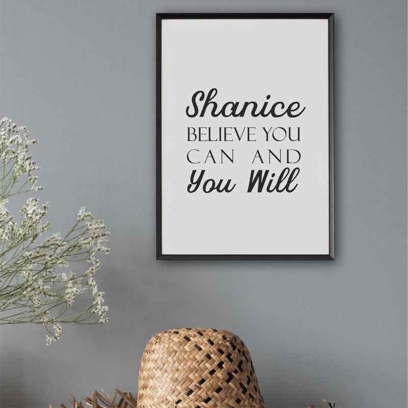 Believe You Can Personalised Quote Print | Motivational Wall Art | Framed | Unframed PureEssenceGreetings