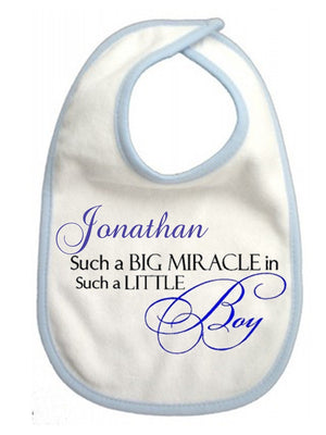 Personalised Baby Boy Bib - Little Miracle PureEssenceGreetings