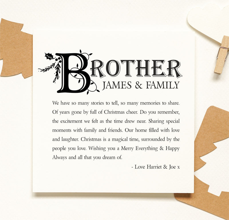 BROTHER Personalised Christmas Card PureEssenceGreetings