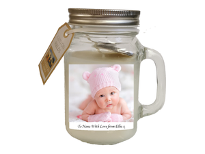 Personalised Photo Candle Jar with Handle - PureEssenceGreetings 