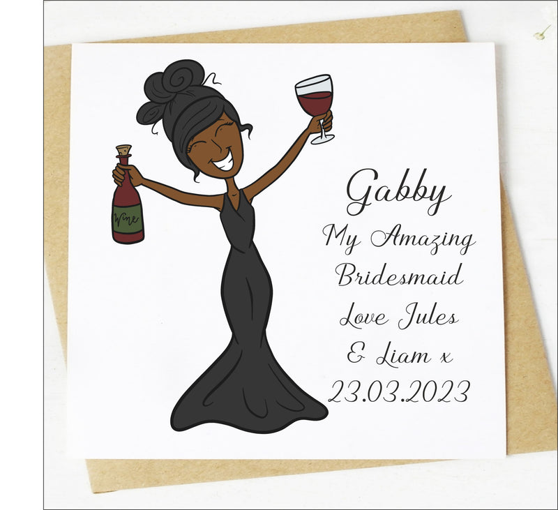 Bridesmaid Fun Wedding Personalised Card PureEssenceGreetings