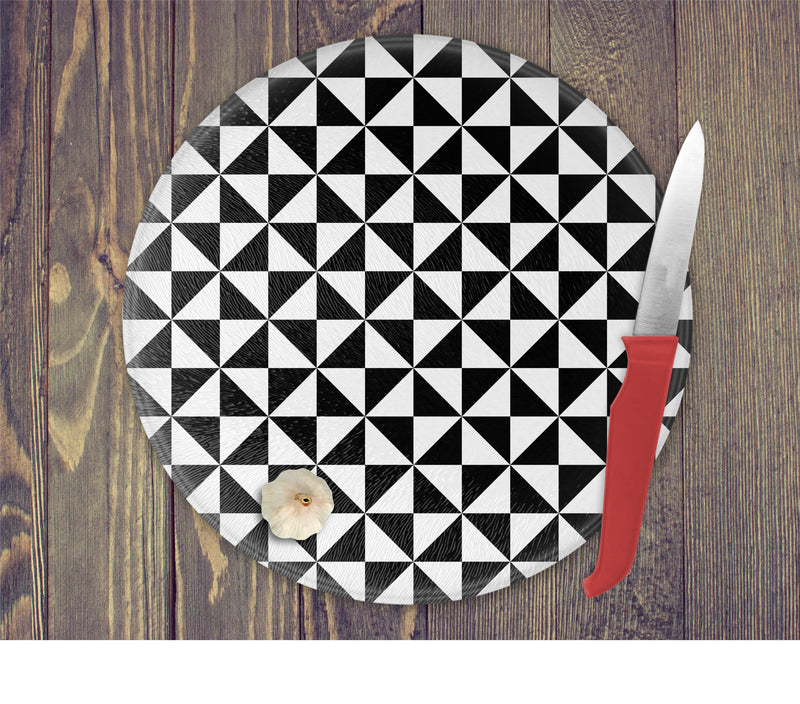 Black & White Geometric Design Chopping Board | Circle PureEssenceGreetings