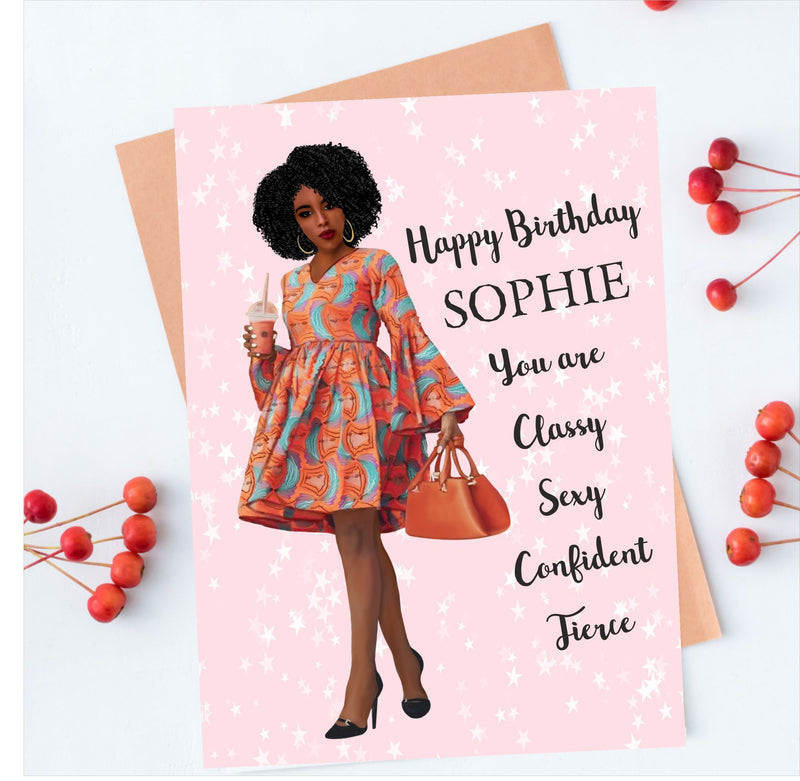 Classy Girl Personalised Birthday Card