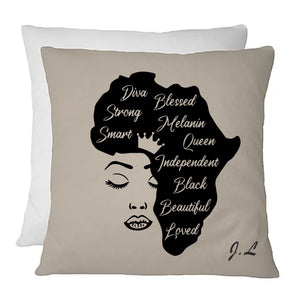 African Queen Personalised Cushion - PureEssenceGreetings 