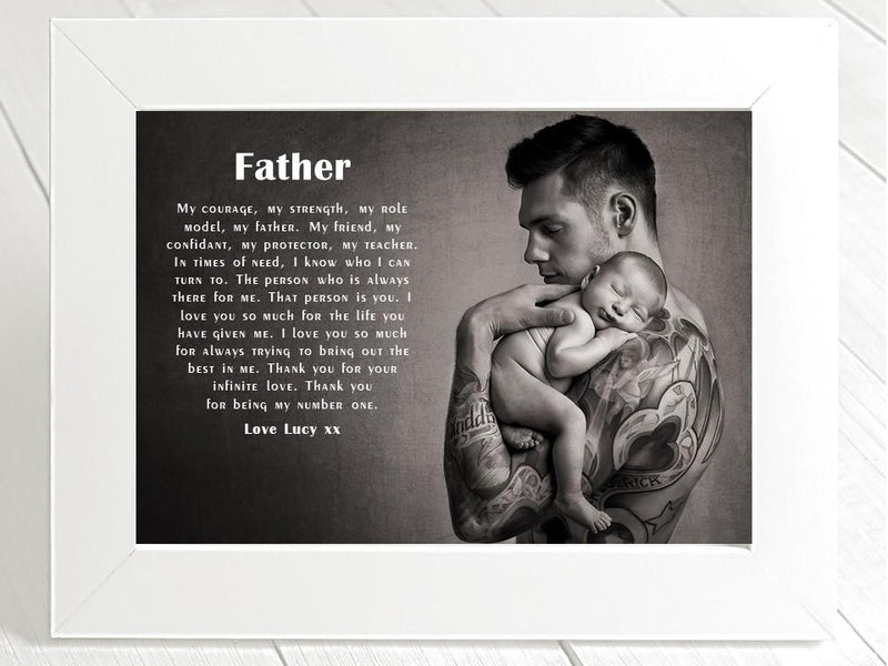 Personalised Dad Photo Framed Verse - Courage - PureEssenceGreetings 
