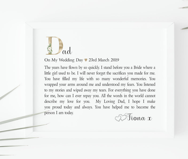 Father of The Bride Personalised Wedding Poem PureEssenceGreetings