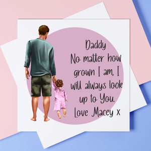 Father & Daughter Personalised Card PureEssenceGreetings 