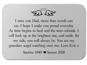 Dad Remembrance Personalised Wallet Card | Guardian Angel - Pure Essence Greetings 