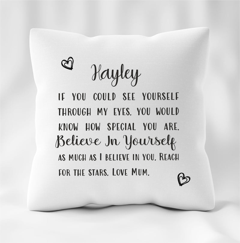 Reach for the Stars Personalised Daughter Cushion PureEssenceGreetings 