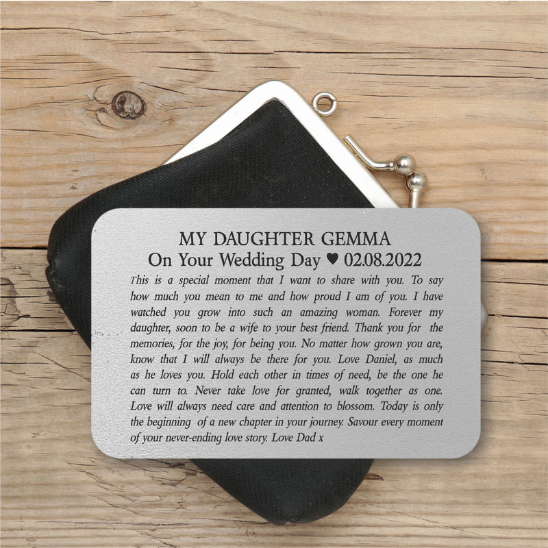 Daughter On Your Wedding Day Wallet Card PureEssenceGreetings