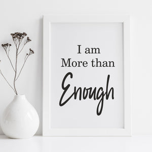 I am Enough Quote Print | Motivational Wall Art | Framed | Unframed PureEssenceGreetings