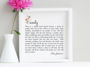 Family Personalised Boxed Framed Poem - PureEssenceGreetings 