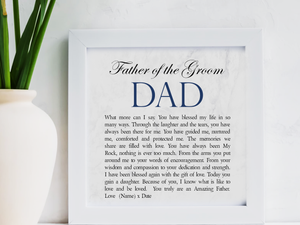 Father of The Groom Personalised Framed Poem - PureEssenceGreetings 