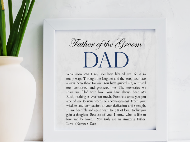 Father of The Groom Personalised Framed Poem - PureEssenceGreetings 